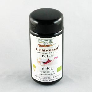 Lichtwurzelpulver im Violettglasgefäß